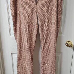 Adrienne Vittadini Women's Brown Geometric Print Stretch Ankle Pants Size 12